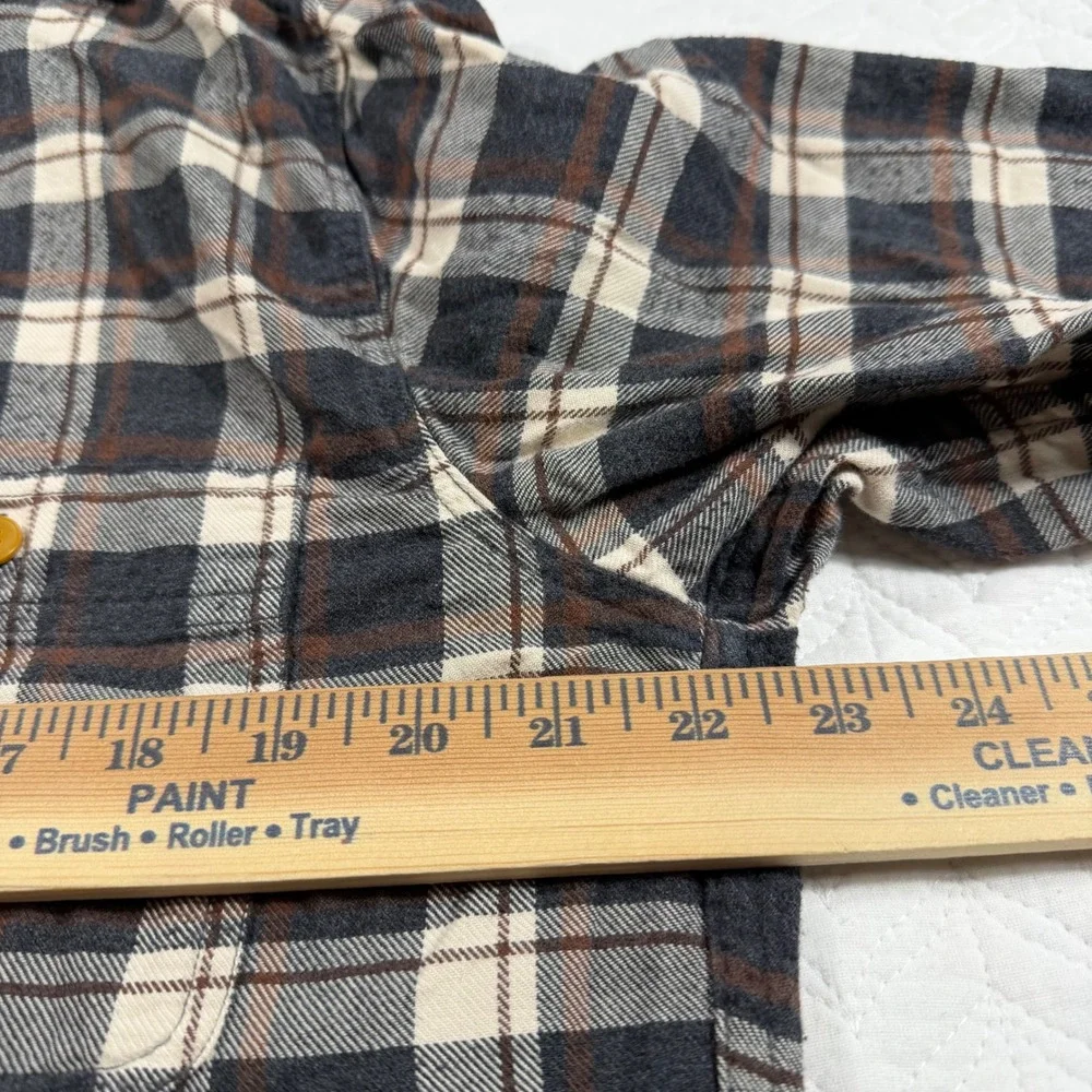 J Crew Flannel Shirt Slim Fit‎ Plaid Button Down Long Sleeve Men's L Yellow Gray